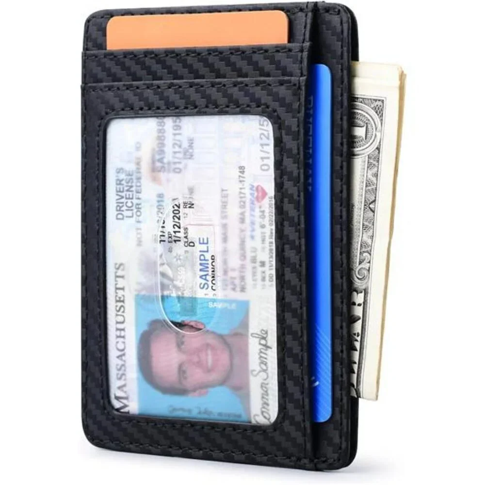 Buffway RFID Leather Wallet Slim Minimalist Front Pocket Wallet for Men Women